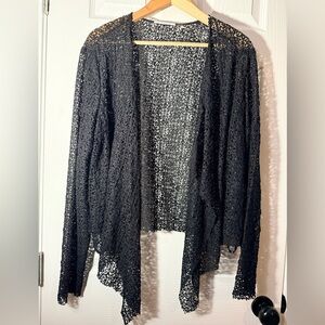 T Tahari Black Lace Anora Open Weave Lacey Jacket